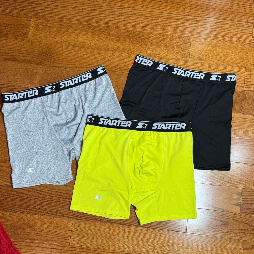 2/$10 Men’s Large STARTER Boxer Briefs - Black, Gray, Neon Yellow